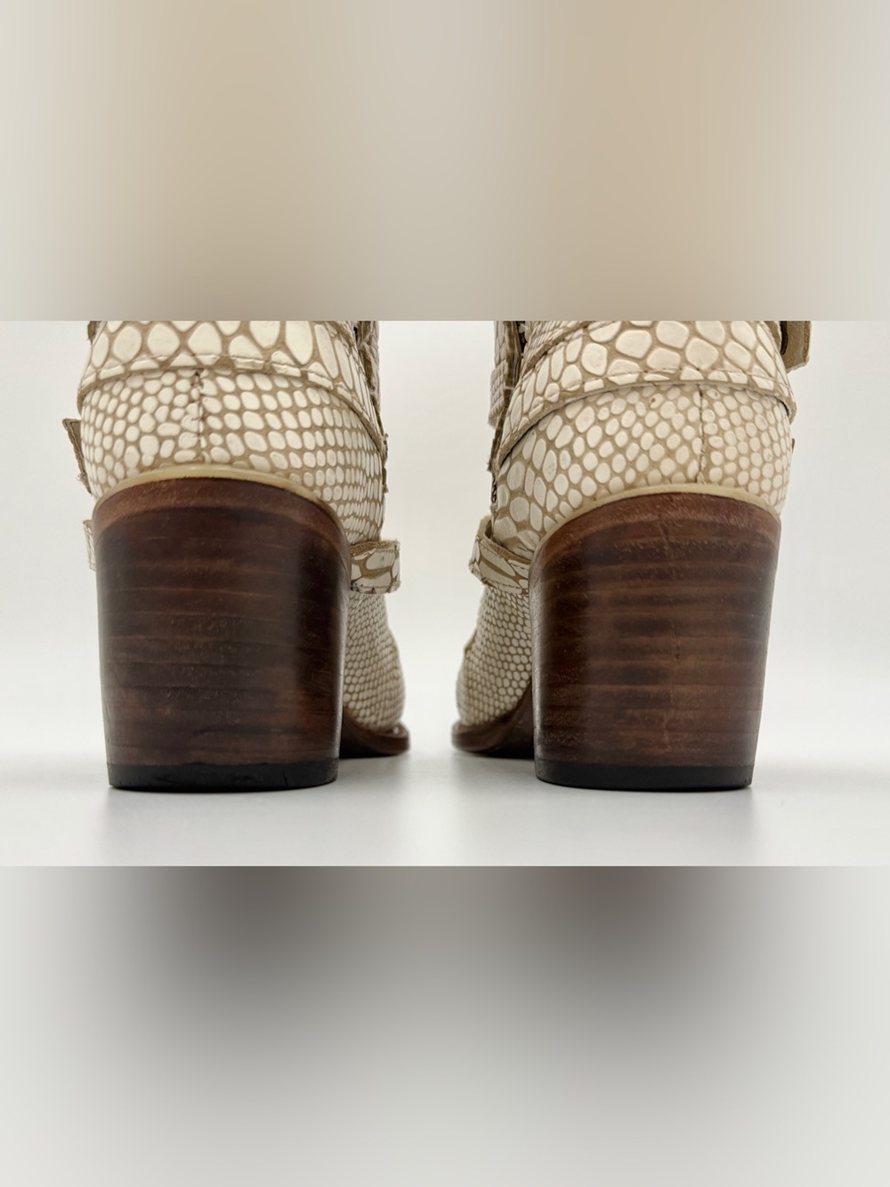 FREEBIRD By Steven CLOVER | Rare OG White Snake Maryjane Heeled Booties - Sz 8 - Picture 8 of 11